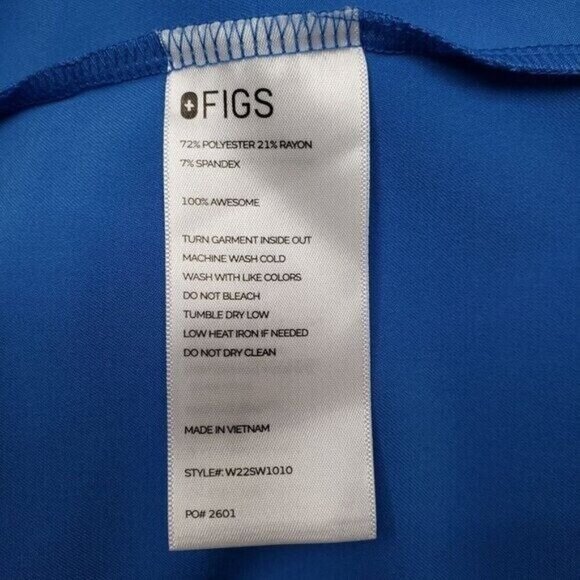 Figs Inala Slim Scrub Top Womens Large Blue W22SW1010 - Picture 9 of 9